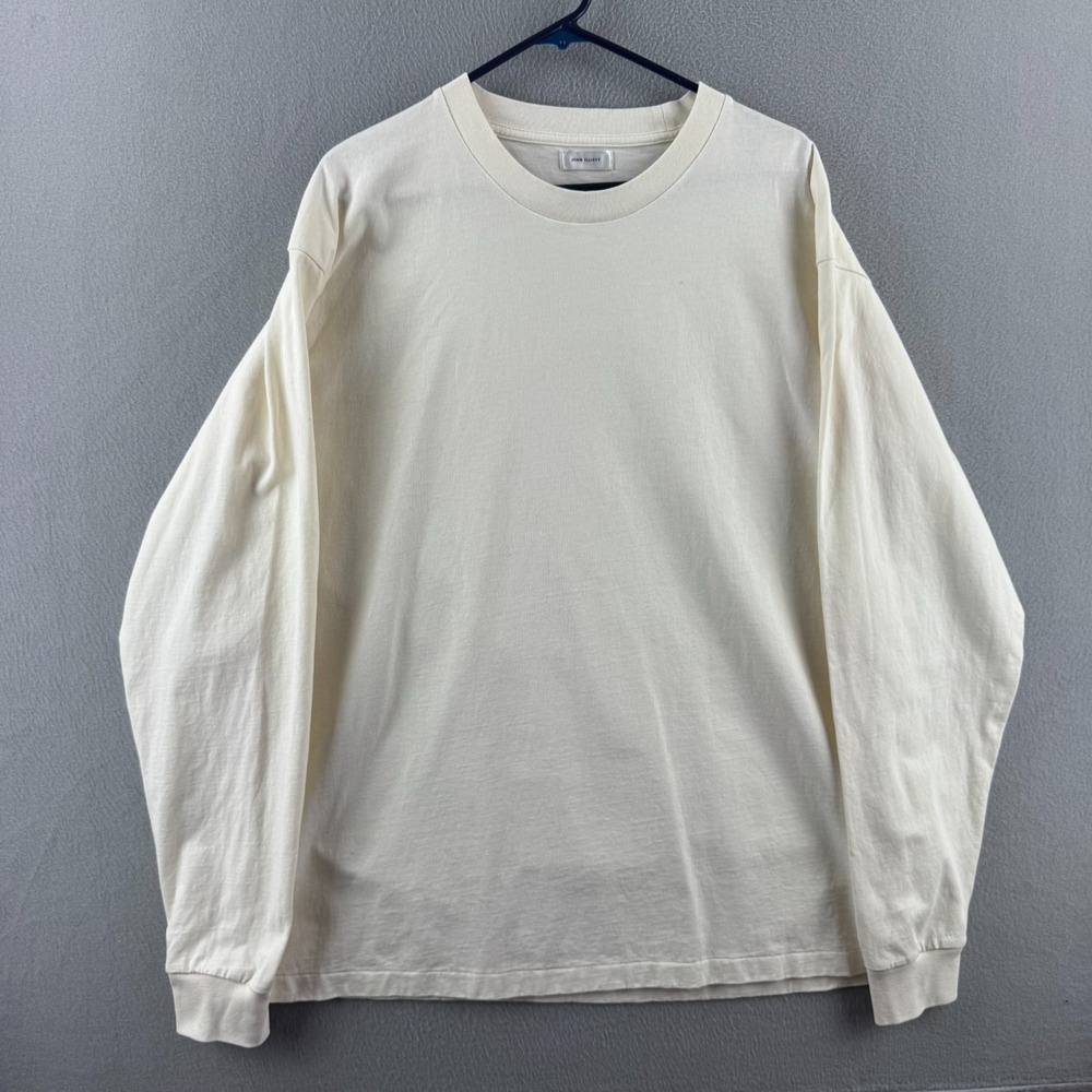 John Elliot Shirt Mens Size 4 Cream Off White Long Sleeve Tee Crewneck Cotton